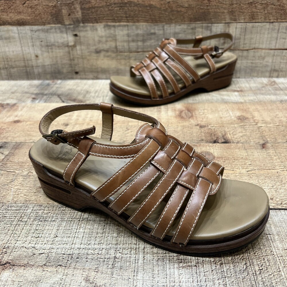 Dansko Womens Brown Leather Slingback Comfort Clogs Sandals Size 40